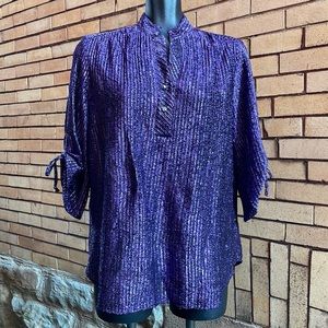 Vintage Caribou Purple Metallic Pullover Blouse Size 16